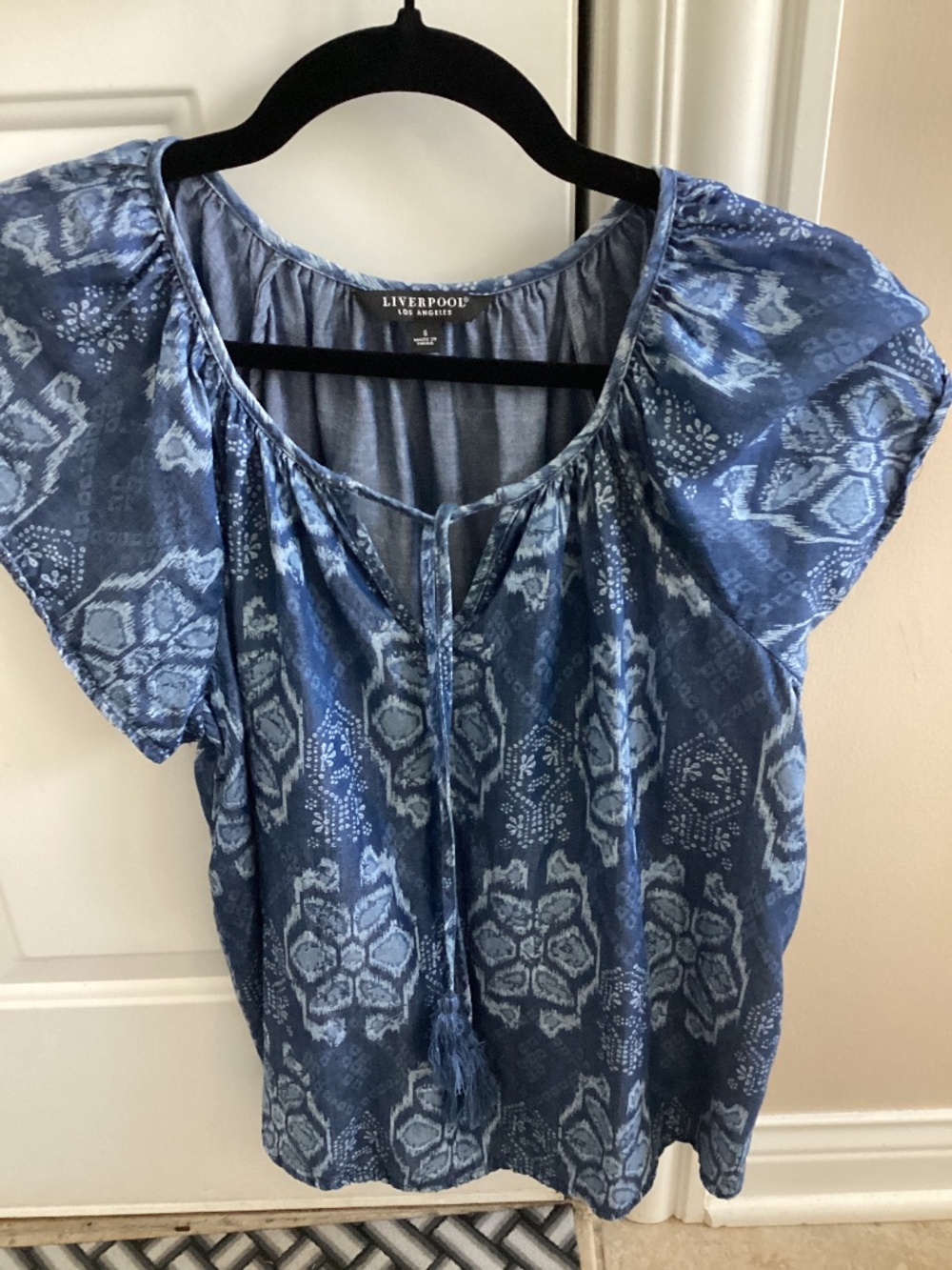 Liverpool chambray tie front top